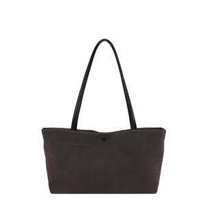 Elegante dunkelgraue Kroko-Optik Damen Tote Bag, schicke klassische Umhängetasche neu.