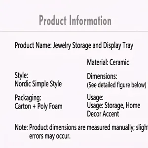 Plateau à bijoux en céramique vue de détail des spécifications et du style minimaliste