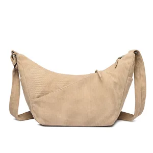 Casual corduroy schoudertas voor dames, grote capaciteit crossbody dumpling tas dagelijks.
