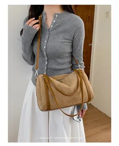 Retro sude grote capaciteit schoudertas crossbody handtas voor dames dagelijks