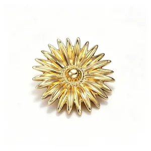 Exquisite gold sunflower alloy brooch, elegant floral lapel pin for suit jackets.