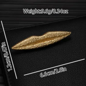 Exquisite gold textured lips brooch alloy fashion accessory suit lapel pin badge decorative item