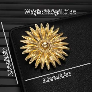 Exquisite gold sunflower brooch alloy pin vintage floral fashion suit lapel badge jewelry