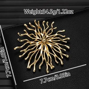 Exquisite gold alloy coral branch brooch fashion lapel pin elegant dress jewelry accessory
