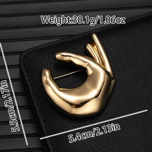 Exquisite gold alloy hand gesture brooch stylish fashion suit lapel pin badge accessory