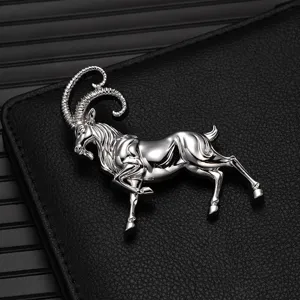 Exquisite silver ibex alloy brooch, high-end design suit lapel pin badge accessory.