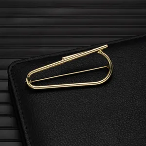 Exquisite gold geometric metal brooch, stylish suit lapel pin accessory for daily fashion wear.