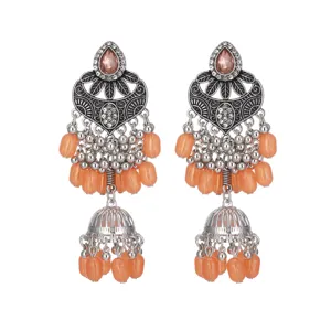 Boucles d'oreilles longues pendentifs ethniques vintage argentées style bohème pour femmes