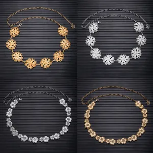 Women Retro Metal Waist Chain Floral Rhinestone Decorative Belt Elegant Dress Fashion Body Jewelry