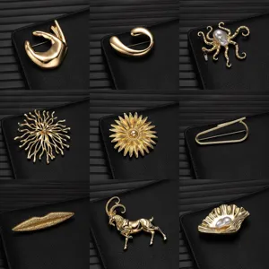 Exquisite Alloy Brooch High-End Design Fashion Suit Lapel Pin Badge Creative Animal Plant Geometric Jewelry Gift For Women