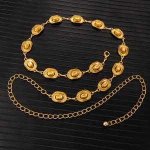 Vintage Gold Metal Waist Chain Retro Dress Belt Adjustable Fashion Body Jewelry Accessory New