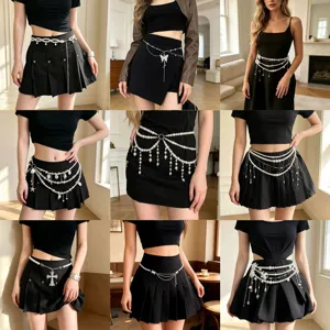 Sweet And Cool Artificial Pearl Layered Fringe Waist Chain Women Retro Y2K Body Chain Fashion Metal Jewelry Accessory