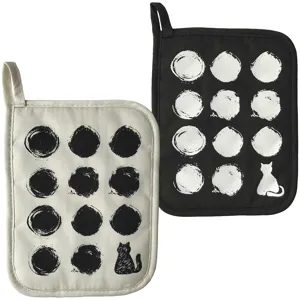 Cotton Twill Polka Dot Pot Holder For Kitchen Cat Pattern Heat Insulation Table Place Mat Countertop Protective Pad Decoration