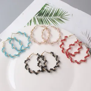 European and American crystal wrapped hoop earrings, chic multi-color fashion jewelry for women.