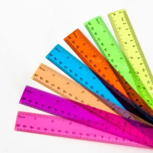Colorful plastic straight rulers 20cm transparent student drawing measuring tools
