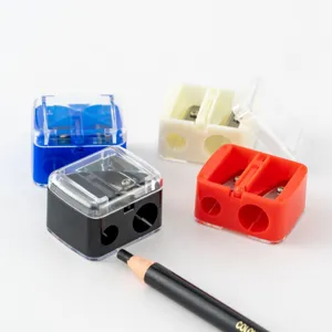 Professional Cosmetic Dual Hole Pencil Sharpener With Transparent Flip Lid Sharpening Tool For Eyebrow Eyeliner Pencil Makeup Beauty Accessories