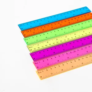 Colorful plastic rulers 20cm transparent metric imperial scales for school office stationery