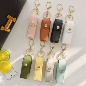 Astuccio in pelle PU per rossetto portachiavi mini borsa ciondolo multicolore