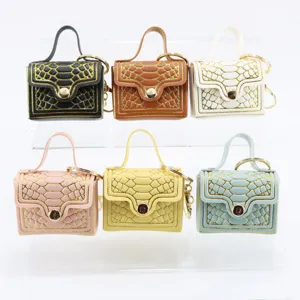 Mini sac à main porte-clés en cuir PU motif crocodile porte-monnaie breloque.