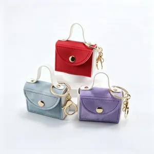 Mini Denim Textuur PU Leer Sleutelhanger Draagbare Oortelefoon Opbergtas Dames Portemonnee Tas Hanger