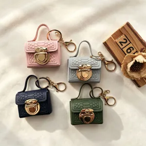 Mini krokodillenpatroon handtas sleutelhanger PU lederen portemonnee oordopjes tasje