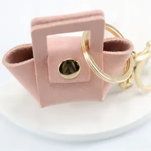 Roze leren mini handtas sleutelhanger met gouden hardware schattige tas bedel accessoire