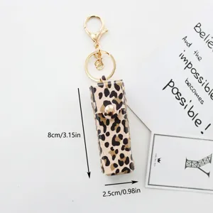 Portachiavi astuccio per rossetto leopardato, comoda borsa ecologica in tessuto portatile.