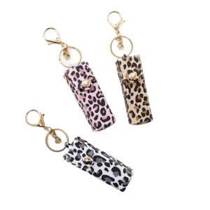 Portachiavi astuccio rossetto motivo leopardato pochette in ecopelle sintetica vista principale
