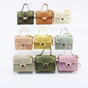Mini porte-clés portefeuille en cuir PU motif crocodile joli sac à main accessoire coloré