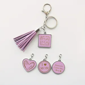 Paarse lederen kwast sleutelhanger vierdelige set moederdagcadeau tas hanger decoratie