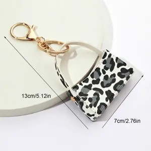 Porte-clés mini sac à main imprimé léopard en cuir PU mignon pendentif de voiture