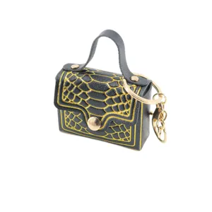 Mini porte-clés en cuir PU motif serpent porte-monnaie sac à main breloque pour voiture