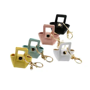 Schattige mini lederen tas sleutelhanger macaron kleur handgemaakte tas bedel mode accessoire
