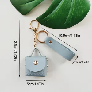 Portachiavi mini borsa in pelle PU simpatico ciondolo borsa a mano con anello in metallo