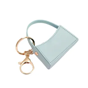 Mini sac à main en cuir PU porte-clés joli petit charme de sac anneau doré clés