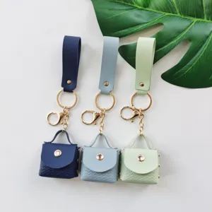 Mini portachiavi borsa in pelle PU, grazioso ciondolo per chiavi e accessori di borse