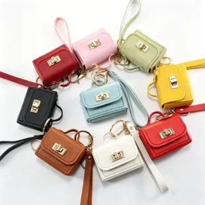 Sacoche mini porte-monnaie en cuir avec fermoir pour ecouteurs et cles en gros pour vous