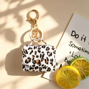 Portachiavi mini peluche leopardato carino borsa custodia per cuffie e auricolari