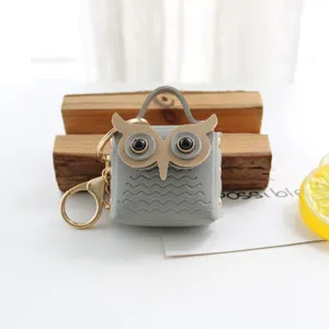 Schattige uil lederen oortelefoon etui mini sleutelhanger portemonnee tas hanger accessoire