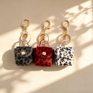Luipaard pluche mini handtas sleutelhanger schattige bont portemonnee tas hanger