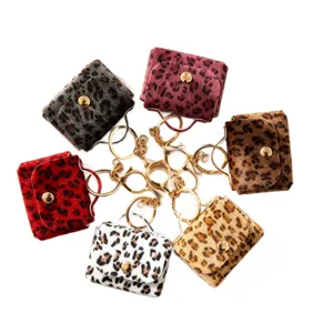 Finta criniera di cavallo stampa leopardata peluche mini portachiavi borsellino regalo