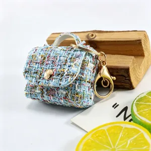 Mini tweed θήκη ακουστικών δερμάτινο πορτοφόλι πολυτελείας κλειδοθήκη κύρια όψη προϊόντος