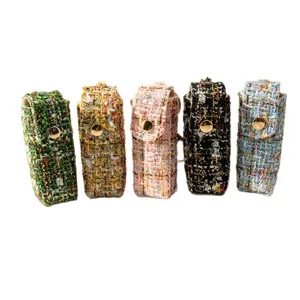 Tweed lipstick etui retro luxe sleutelhanger mini draagbare tassenhanger make-up tas