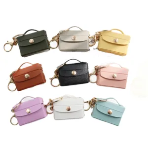 Mini custodia in pelle per auricolari portachiavi, simpatico portamonete colorato borsa.