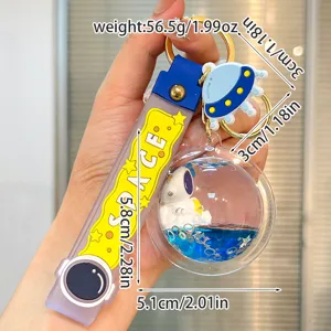 Liquid Quicksand Astronaut Keychain Cute Space Bag Pendant Clear Floating Ornament