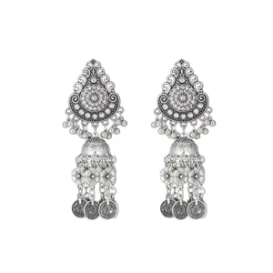 Boucles d'oreilles pendantes bohème vintage argentées style ethnique bijoux femme