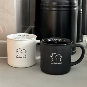 Matte ceramic coffee mug set cute puppy pattern couple water cup simple style drinkware