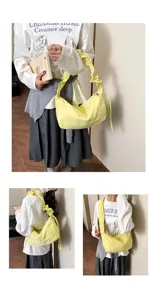 Yellow gathered shoulder bag casual tote dumpling crossbody bag for daily commuter use
