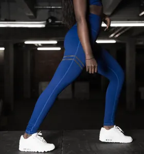 High waist stretchy yoga pants with double ring print for women fitness and running