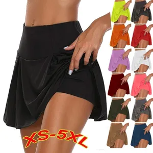 Falda deportiva de mujer pantalón corto de tenis liso con shorts interiores XS-5XL